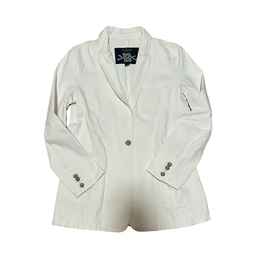 J.Crew White Cotton Casual Blazer Jacket Lightweight Size 6